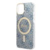 Guess GUBPP14MH4EACSB Puzdro + bezdrôtová nabíjačka Apple iPhone 14 Plus / iPhone 15 Plus modré hardcase, 4G Print, MagSafe