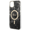 Guess GUBPP14MHMEACSK Puzdro + bezdrôtová nabíjačka Apple iPhone 14 Plus / iPhone 15 Plus čierne hardcase, Marble, MagSafe