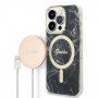 Guess GUBPP14XHMEACSK Puzdro + bezdrôtová nabíjačka Apple iPhone 14 Pro Max čierne hardcase, Marble, MagSafe