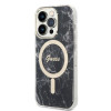 Guess GUBPP14XHMEACSK Puzdro + bezdrôtová nabíjačka Apple iPhone 14 Pro Max čierne hardcase, Marble, MagSafe