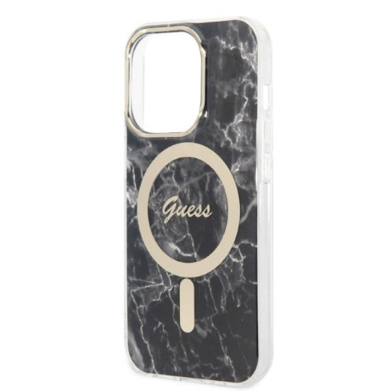 Guess GUBPP14XHMEACSK Puzdro + bezdrôtová nabíjačka Apple iPhone 14 Pro Max čierne hardcase, Marble, MagSafe