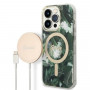 Guess GUBPP14LHJEACSA Puzdro + bezdrôtová nabíjačka Apple iPhone 14 Pro zelený hardcase, Jungle, MagSafe