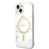 Guess GUBPP14MHMEACSH Puzdro + bezdrôtová nabíjačka Apple iPhone 14 Plus / iPhone 15 Plus biele, hardcase, Marble, MagSafe