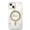 Guess GUBPP14MHMEACSH Puzdro + bezdrôtová nabíjačka Apple iPhone 14 Plus / iPhone 15 Plus biele, hardcase, Marble, MagSafe