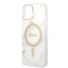 Guess GUBPP14MHMEACSH Puzdro + bezdrôtová nabíjačka Apple iPhone 14 Plus / iPhone 15 Plus biele, hardcase, Marble, MagSafe