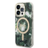 Guess GUBPP14XHJEACSA Puzdro + bezdrôtová nabíjačka pre Apple iPhone 14 Pro Max, Jungle, zelené pevné puzdro, MagSafe