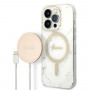 Guess GUBPP14LHMEACSH Puzdro + bezdrôtová nabíjačka Apple iPhone 14 Pro biele hardcase, Marble, MagSafe
