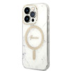 Guess GUBPP14LHMEACSH Puzdro + bezdrôtová nabíjačka Apple iPhone 14 Pro biele hardcase, Marble, MagSafe