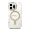 Guess GUBPP14LHMEACSH Puzdro + bezdrôtová nabíjačka Apple iPhone 14 Pro biele hardcase, Marble, MagSafe