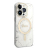 Guess GUBPP14LHMEACSH Puzdro + bezdrôtová nabíjačka Apple iPhone 14 Pro biele hardcase, Marble, MagSafe