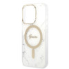 Guess GUBPP14LHMEACSH Puzdro + bezdrôtová nabíjačka Apple iPhone 14 Pro biele hardcase, Marble, MagSafe