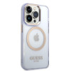 Guess GUHMP14XHTCMU Apple iPhone 14 Pro Max fialové pevné puzdro, Gold Outline Translucent, MagSafe