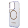 Guess GUHMP14XHTCMU Apple iPhone 14 Pro Max fialové pevné puzdro, Gold Outline Translucent, MagSafe