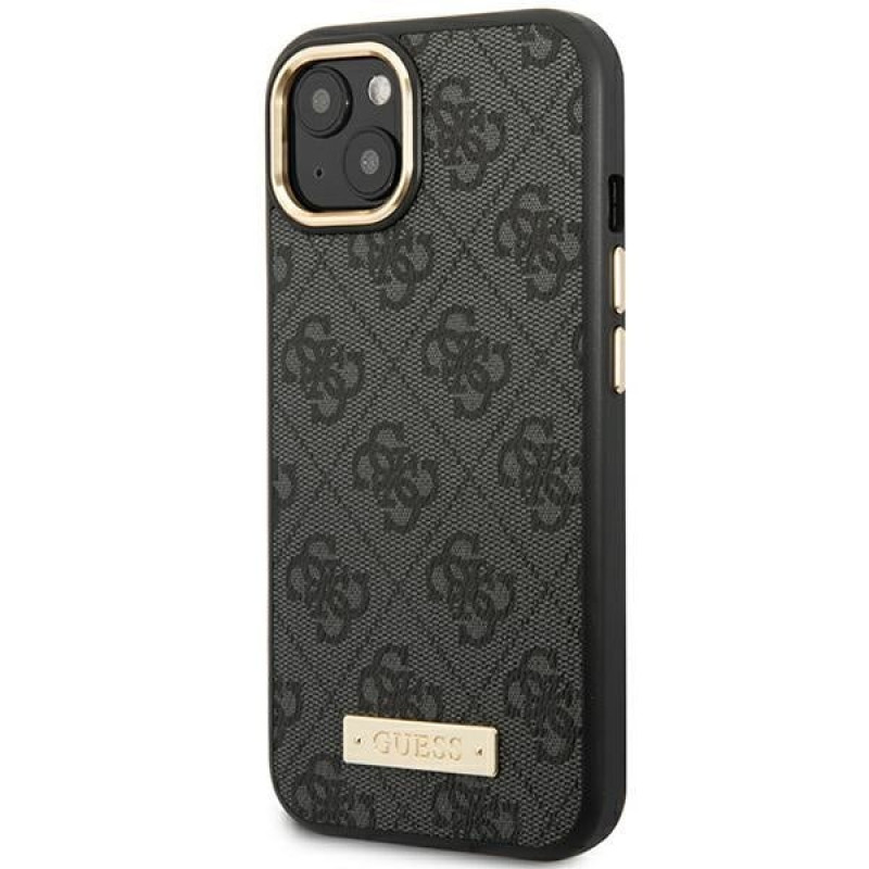 Guess GUHMP14MU4GPRK Apple iPhone 14 Plus / 15 Plus čierne pevné puzdro, 4G Logo Plate, MagSafe