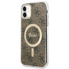 Guess GUBPN61H4EACSW Puzdro + bezdrôtová nabíjačka pre Apple iPhone 11, 4G Print, hnedé pevné puzdro, MagSafe