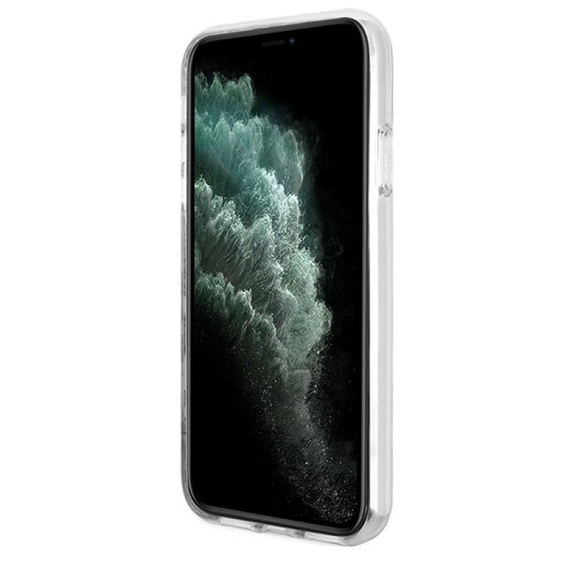 Guess GUBPN61H4EACSW Puzdro + bezdrôtová nabíjačka pre Apple iPhone 11, 4G Print, hnedé pevné puzdro, MagSafe
