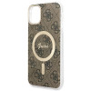 Guess GUBPN61H4EACSW Puzdro + bezdrôtová nabíjačka pre Apple iPhone 11, 4G Print, hnedé pevné puzdro, MagSafe