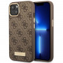 Guess GUHMP14MU4GPRW Apple iPhone 14 Plus / 15 Plus hnedé pevné puzdro, 4G Logo Plate, MagSafe