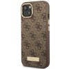 Guess GUHMP14MU4GPRW Apple iPhone 14 Plus / 15 Plus hnedé pevné puzdro, 4G Logo Plate, MagSafe