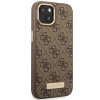 Guess GUHMP14MU4GPRW Apple iPhone 14 Plus / 15 Plus hnedé pevné puzdro, 4G Logo Plate, MagSafe