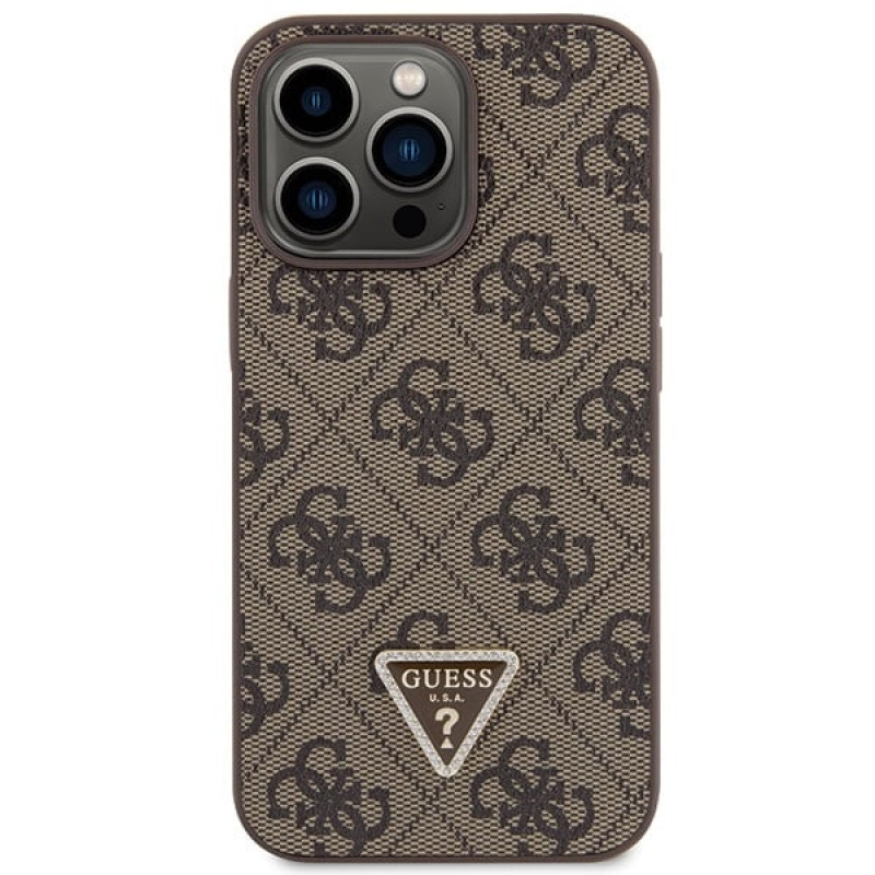 Guess GUHCP13LP4TDSCPW Apple iPhone 13/13 Pro hnedé puzdro hardcase, Crossbody 4G Metal Logo
