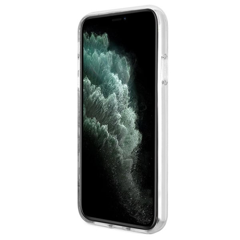 Guess GUBPN61H4EACSK Puzdro + bezdrôtová nabíjačka pre Apple iPhone 11, 4G Print, čierne pevné puzdro, MagSafe