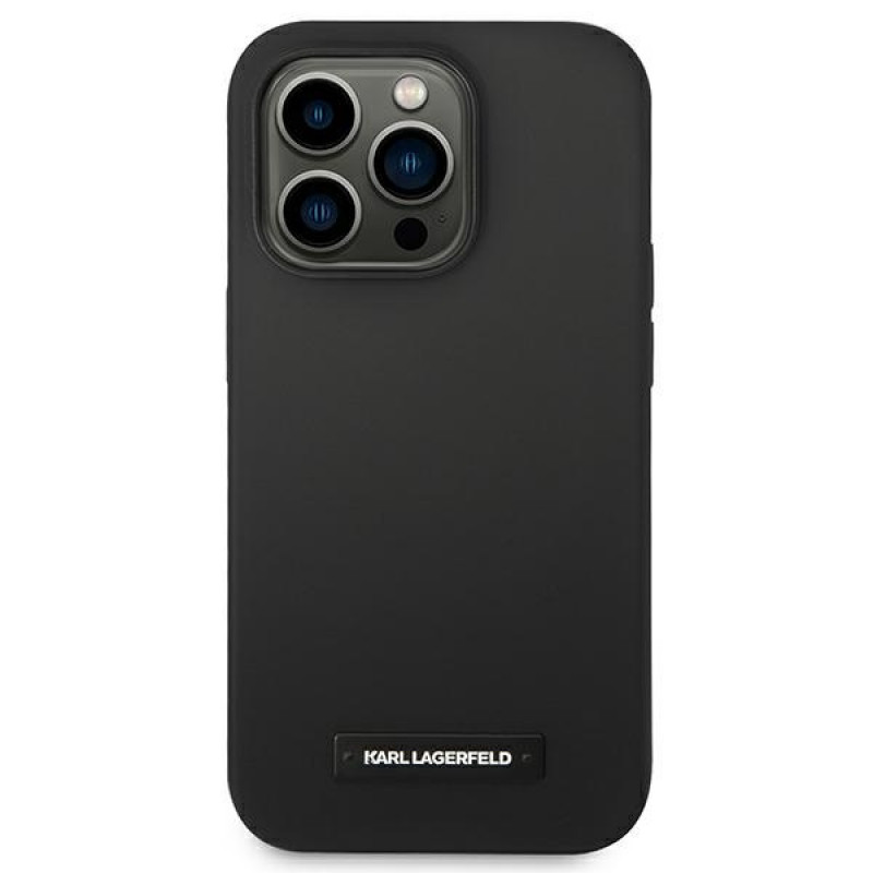 Karl Lagerfeld KLHMP14LSLMP1K Apple iPhone 14 Pro čierne puzdro hardcase, Silicone Plaque, MagSafe