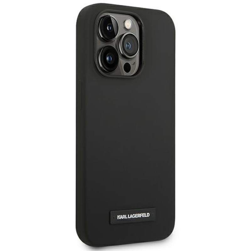 Karl Lagerfeld KLHMP14LSLMP1K Apple iPhone 14 Pro čierne puzdro hardcase, Silicone Plaque, MagSafe