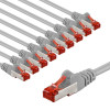 Goobay CAT 6 patch kábel S/FTP (PiMF), 5 m, sivý, sada 10 ks, medený vodič (CU), bezhalogénové plášť (LSZH)