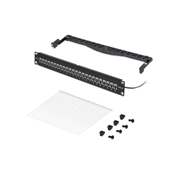 StarTech.com C6APANELSTP241UFT 24-portový 1U priepustný patch panel, tienený Cat6a, RJ45, 19", čierny
