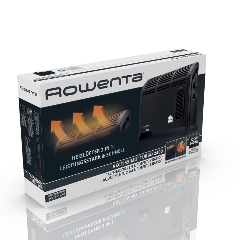 Rowenta Vectissimo Turbo CO3035F1 konvektorový ventilátorový ohrievač, 2400 W, čierny