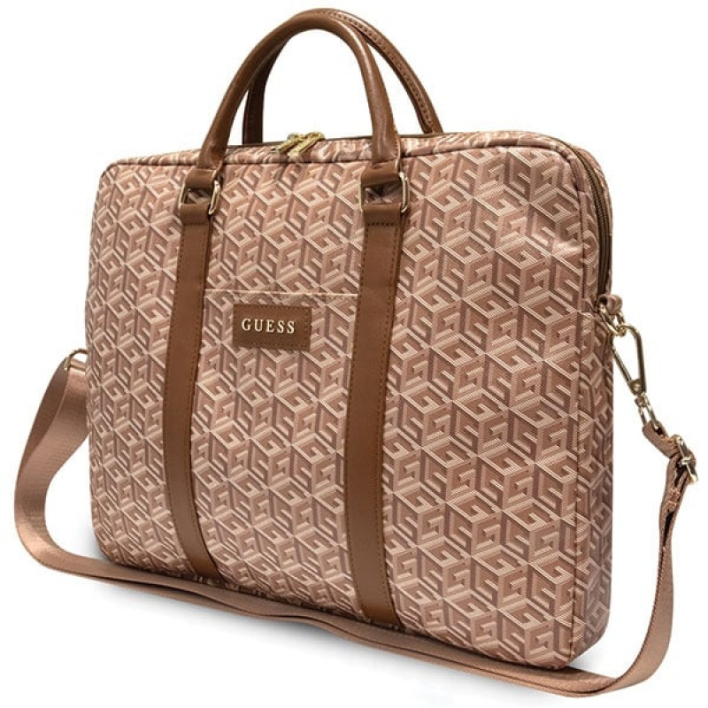 Taška na notebook Guess GCube Stripes GUCB15HGCFSEW, do 16 palcov, hnedá