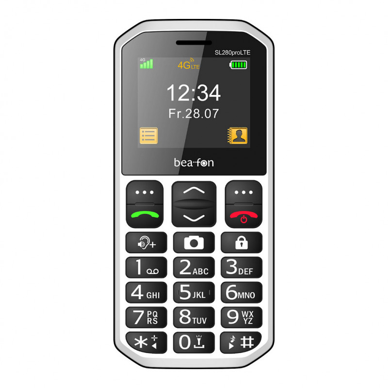 Beafon SL280pro LTE 4G Silver Line veľkopush tlačidlový telefón, čierno-biely