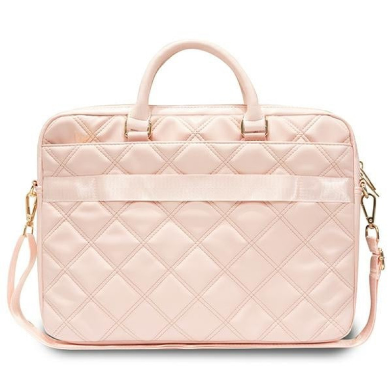 Guess GUCB15ZPSQSSGP 16-palcová taška na notebook, Quilted 4G, ružová