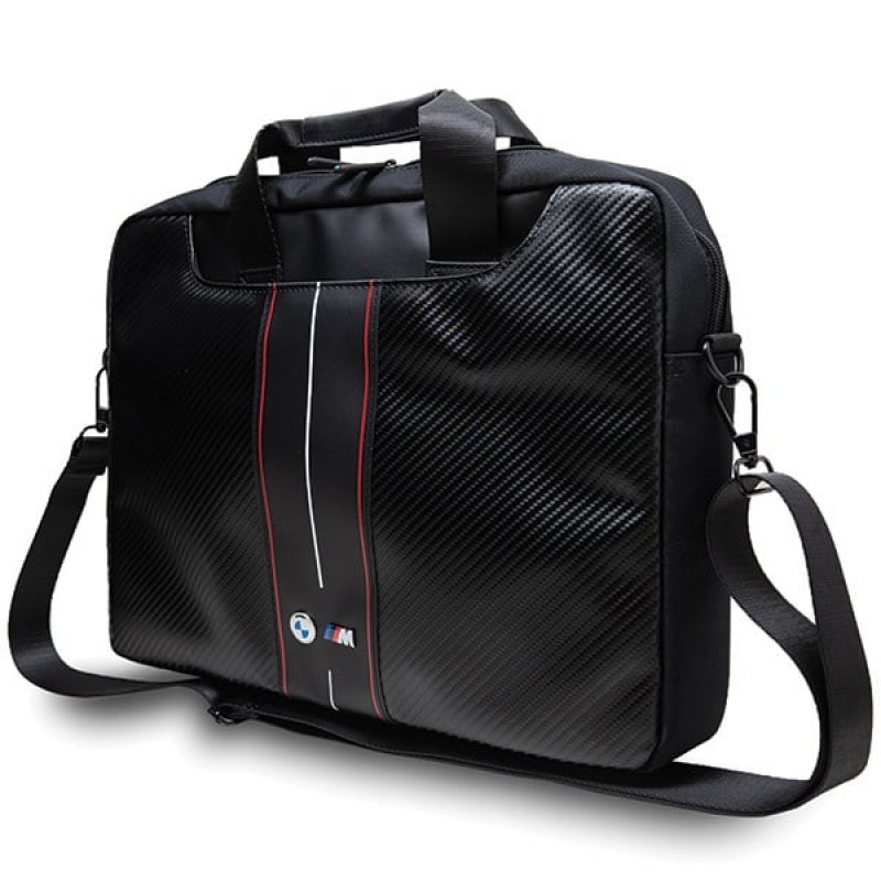 BMW BMCB15COMSCAKR taška na notebook 15", Carbon Red Stripes, čierna