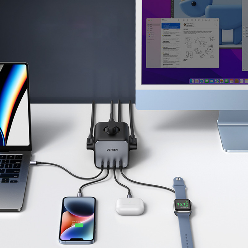 Ugreen CD268 Power Strip Cube 65W USB-A/USB-C + 3x AC, čierna