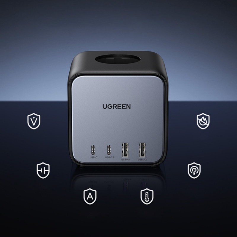 Ugreen CD268 Power Strip Cube 65W USB-A/USB-C + 3x AC, čierna