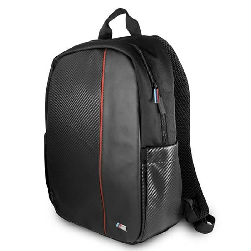 BMW BMBPCO15CAPRBK batoh, 16 palcov, čierny Carbon Red Stripe