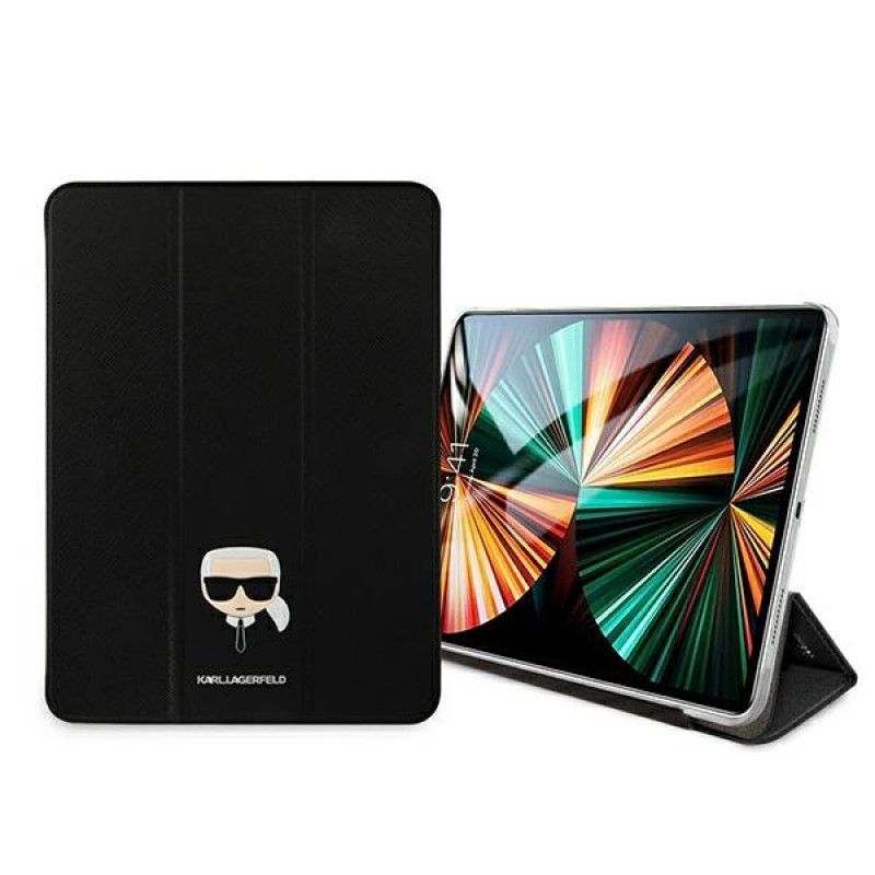 Karl Lagerfeld KLFC11OKHK Obal kniha pre Apple iPad Pro 11 2021 3. generácia, čierny Saffiano Karl Head