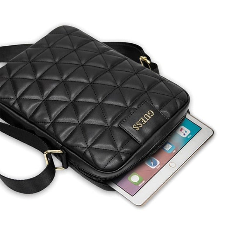 Guess GUTB10QLBK Prešívaná taška na tablet 10", čierna