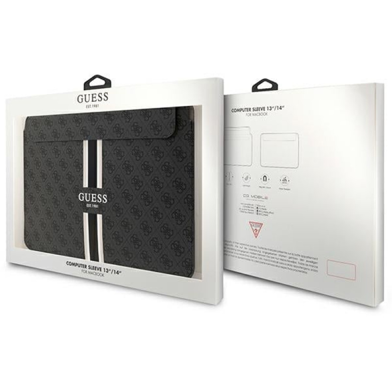 Guess GUCS14P4RPSK puzdro na notebook 14", 4G Printed Stripes, čierne