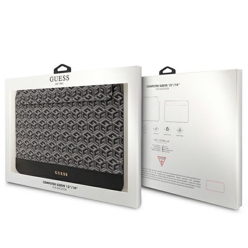 Guess GUCS14HGCFSEK puzdro na notebook 14 palcov, GCube Stripes, čierne