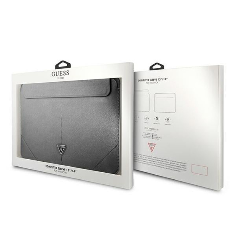 Guess GUCS14PSATLG puzdro na notebook 13/14 palca, Saffiano Triangle, strieborné