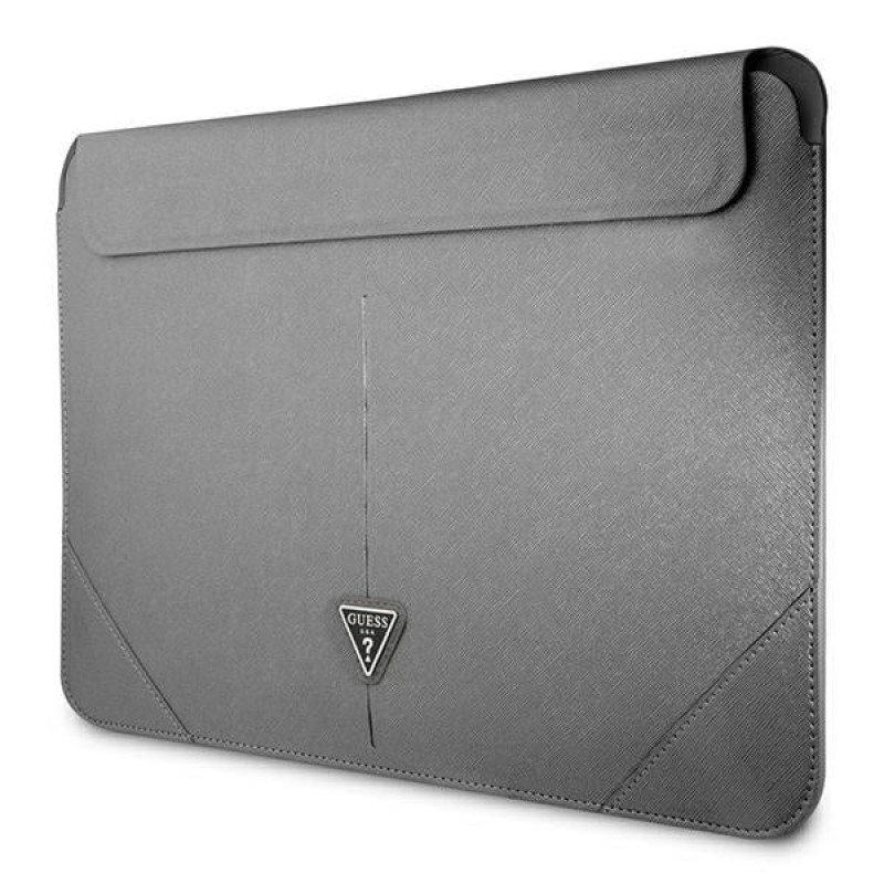 Guess GUCS16PSATLG puzdro na notebook 16", Saffiano Triangle, strieborné
