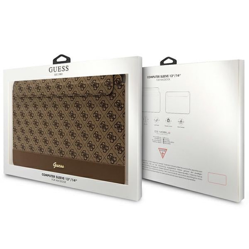 Guess GUCS14PS4SGW puzdro na notebook 14", 4G Stripe Metal Logo, hnedé