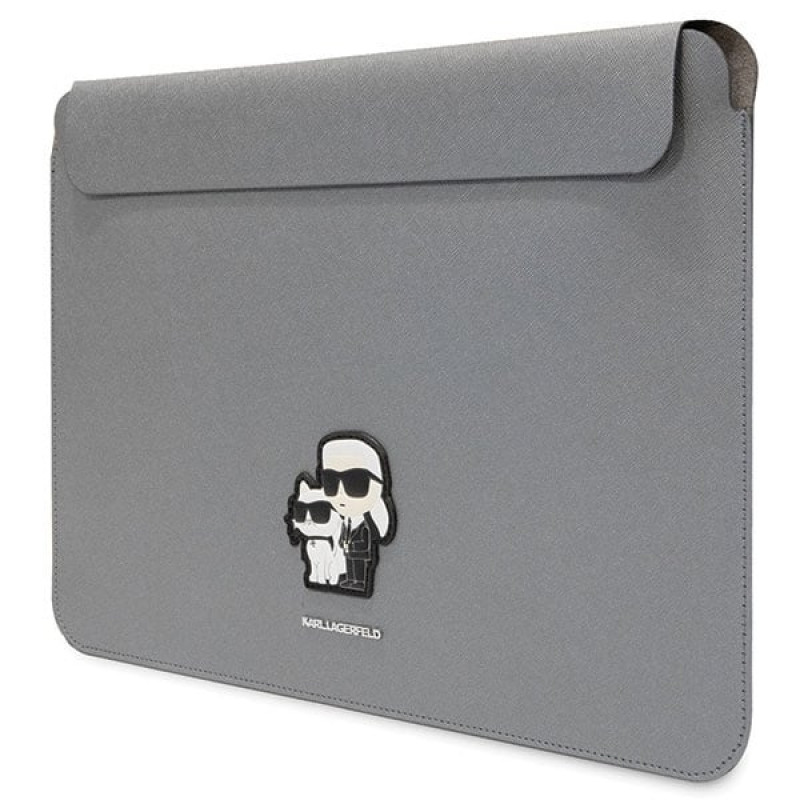 Karl Lagerfeld KLCS16SAKCPMG puzdro na notebook pre 16", strieborné, Saffiano Karl&Choupette