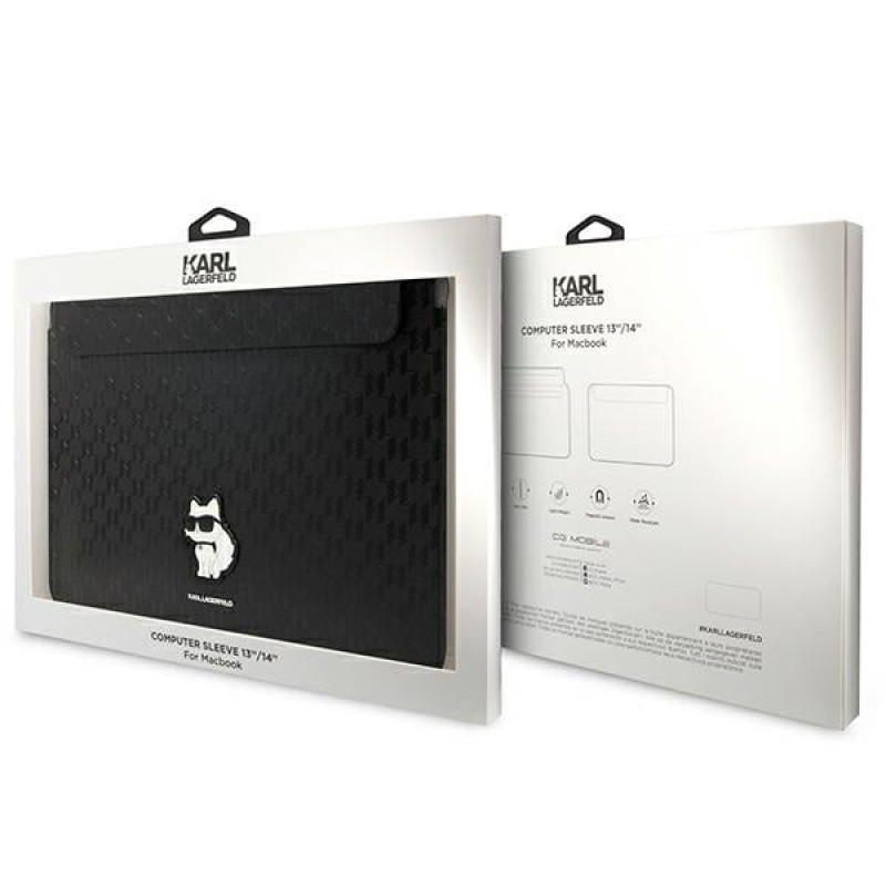 Karl Lagerfeld KLCS14SAKHPCK puzdro na notebook pre 14", čierne, Saffiano Monogram Choupette