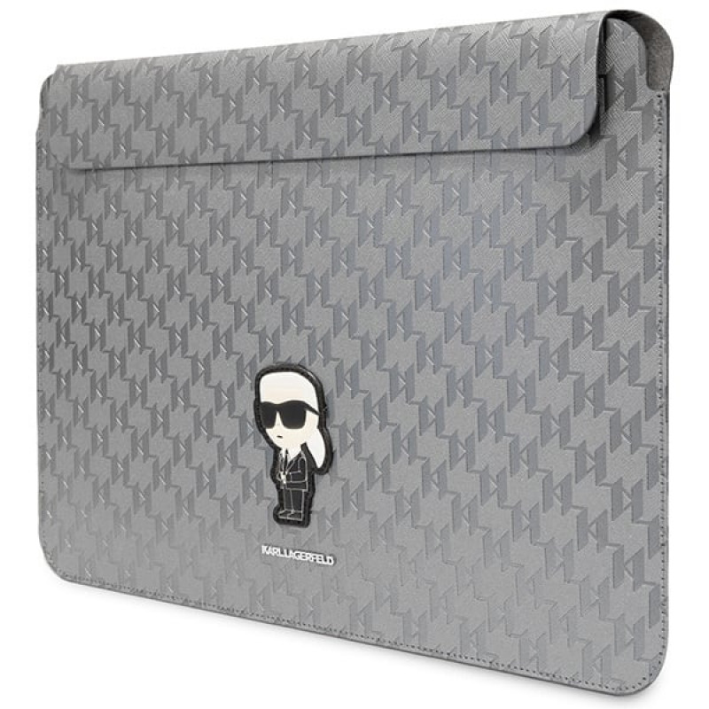 Karl Lagerfeld KLCS14SAKHPKG puzdro na notebook pre 14", strieborné, Saffiano Monogram Ikonik
