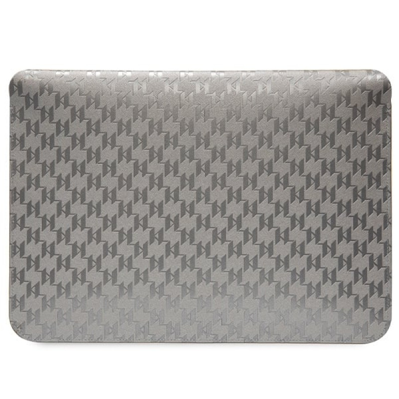 Karl Lagerfeld KLCS14SAKHPKG puzdro na notebook pre 14", strieborné, Saffiano Monogram Ikonik