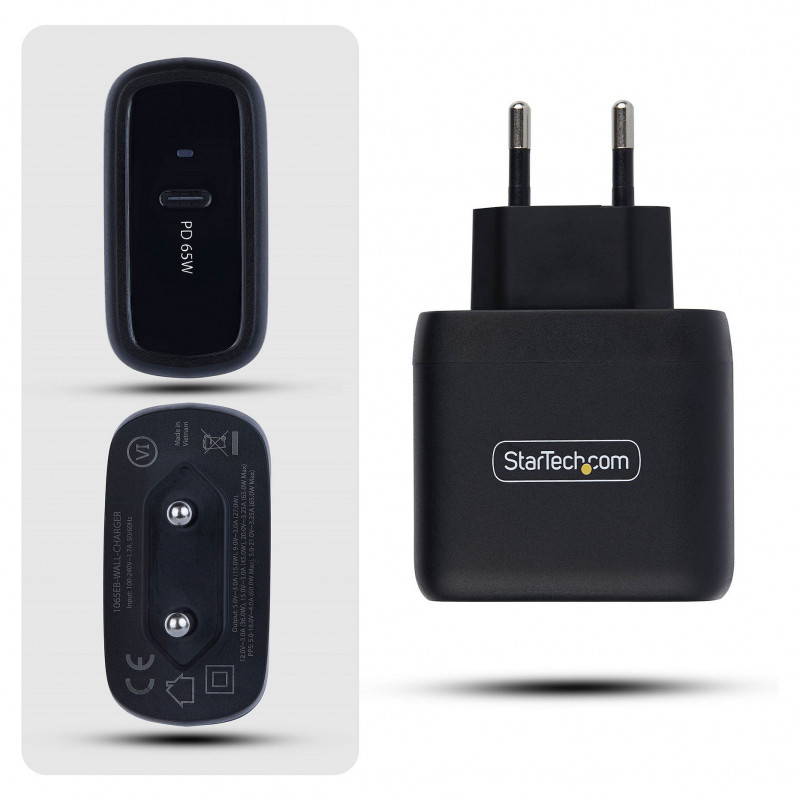 StarTech.com 1065EB-WALL-CHARGER 65 W USB-C GaN nabíjačka na notebook, čierna